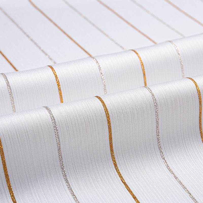 Satin Crepe Gold Stripe Tyg
