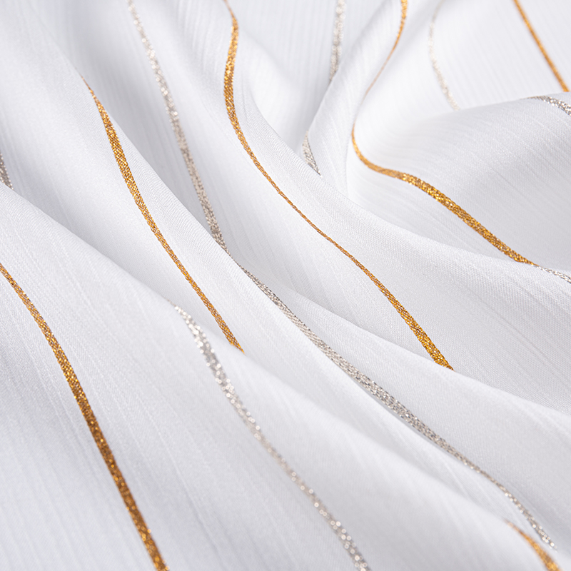 Satin Crepe Gold Stripe Tyg
