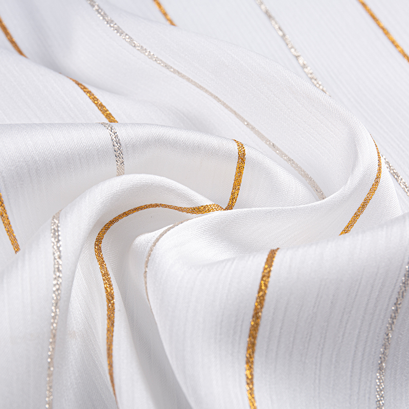 Satin Crepe Gold Stripe Tyg